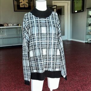 Nine West Plaid Black and White Women's Sweater, XL